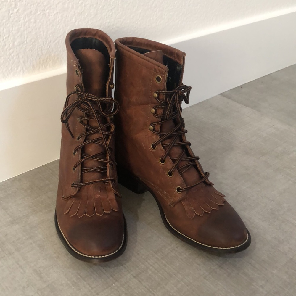 Laredo Brown Leather Lace Up Oxford Ankle Boots Women’s Size 7